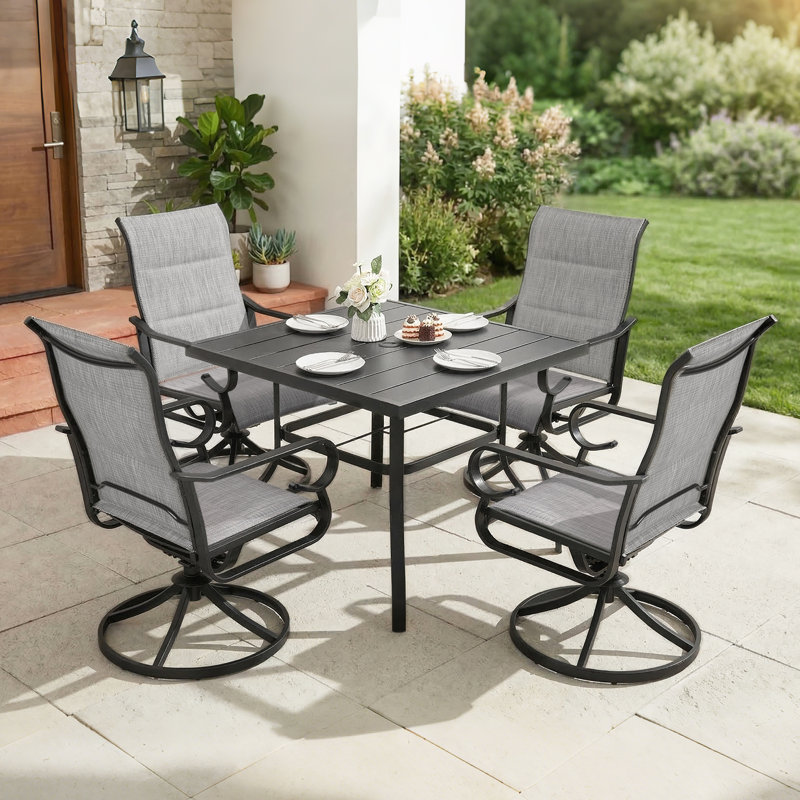 Ensemble de salle à manger rembourré Burlington, Ensemble de cinq pièces : table, quatre chaises, Carrée