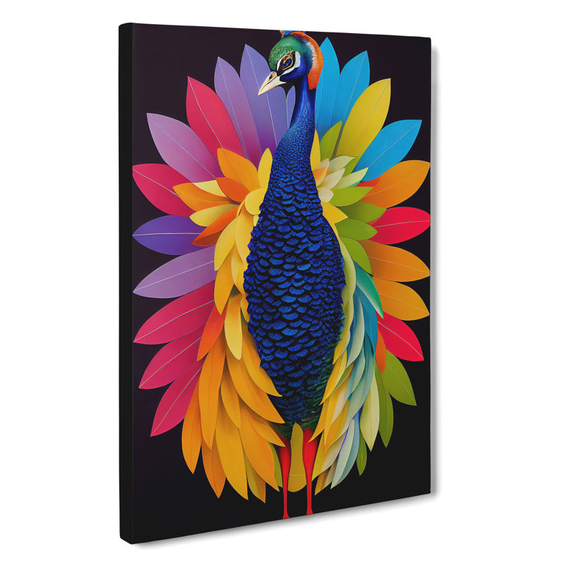 Bold Peacock Art No.4 - Wrapped Canvas, 76cm H x 50cm W x 3cm D