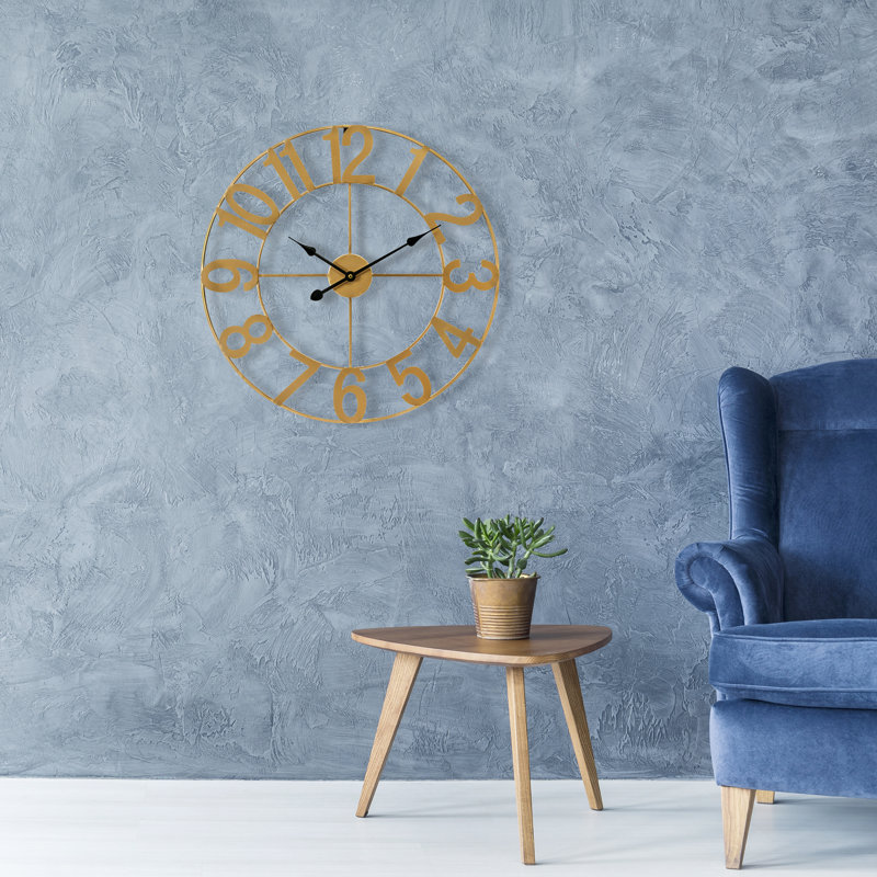Large 16" wall clock, Doré, Médium