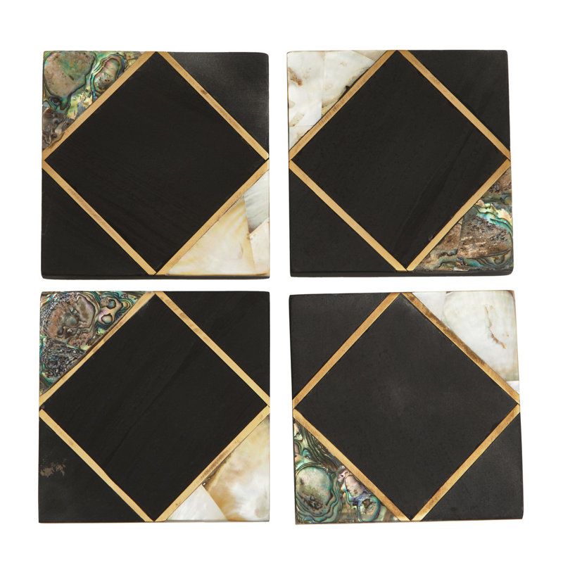 Stoneware Square 4 Piece Coaster Set