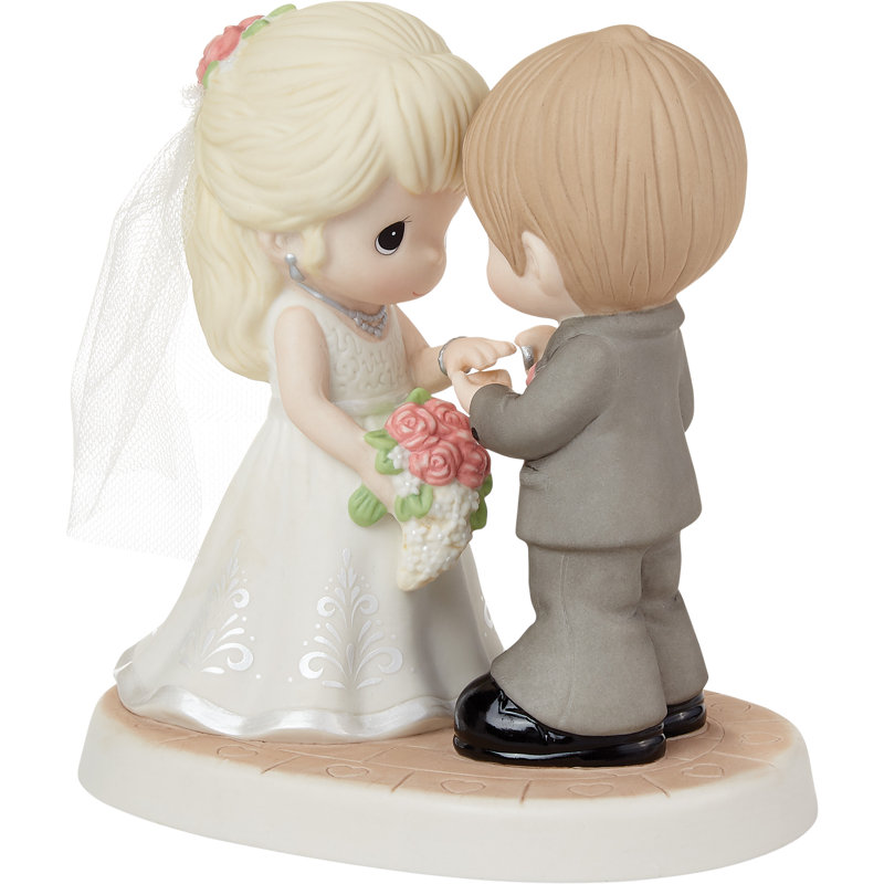 Precious Moments Bride and Groom Exchanging Rings Wedding Figurine 5.51 Inch