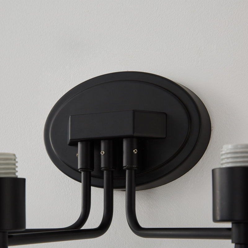 Luminaire de salle de bain 3 lumières à intensité variable moderne avec abat-jour en lin, Matte Black