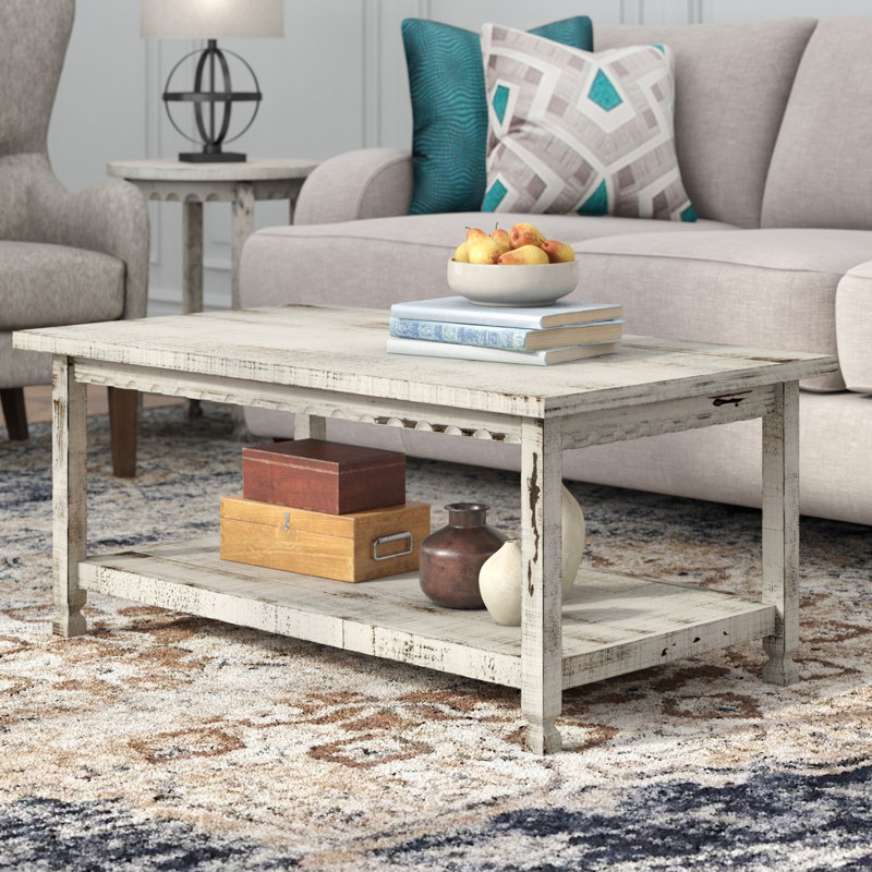 Dursley Four Leg Coffee Table with Storage, White