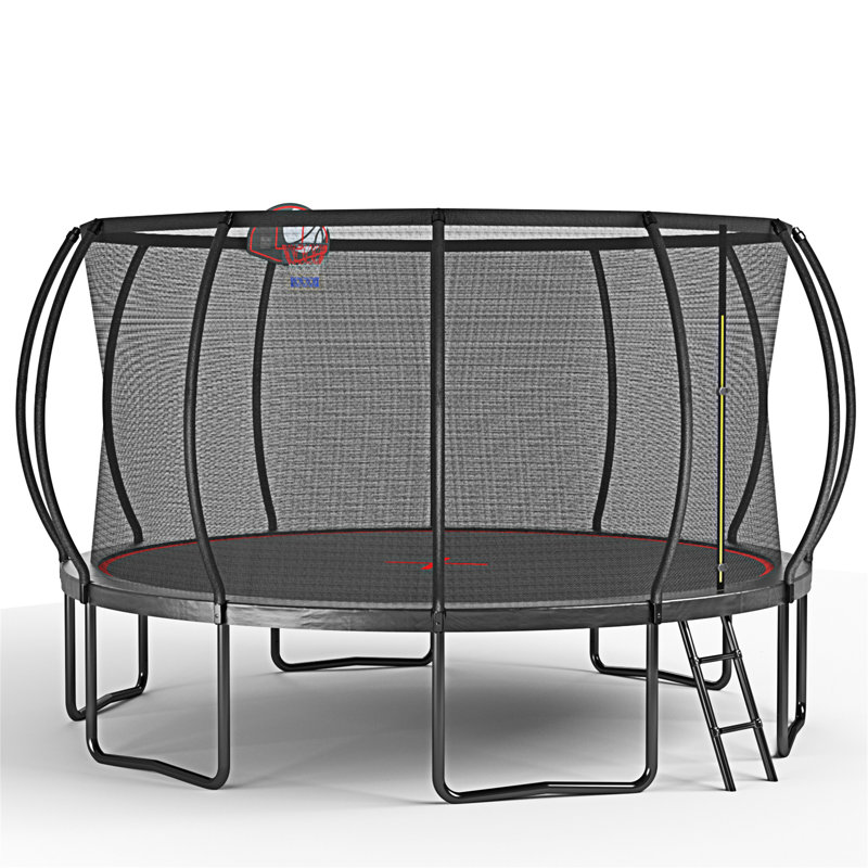 Trampoline 14 pi - Noir rouge - Hauteur du cadre 90 cm