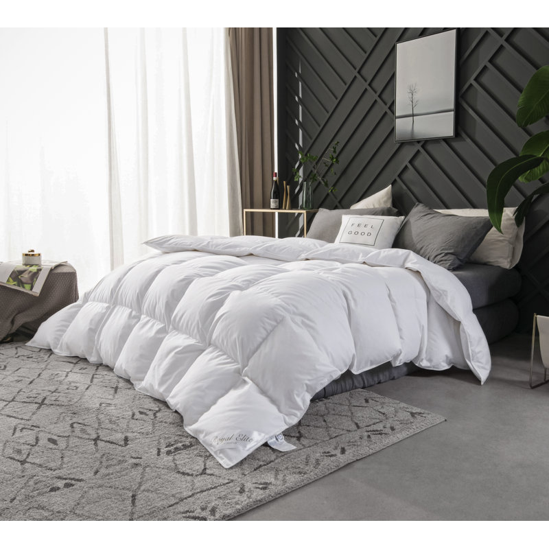 Royal Elite 400TC 700 Fill Power Superior White Goose Down Summer Duvet, Queen