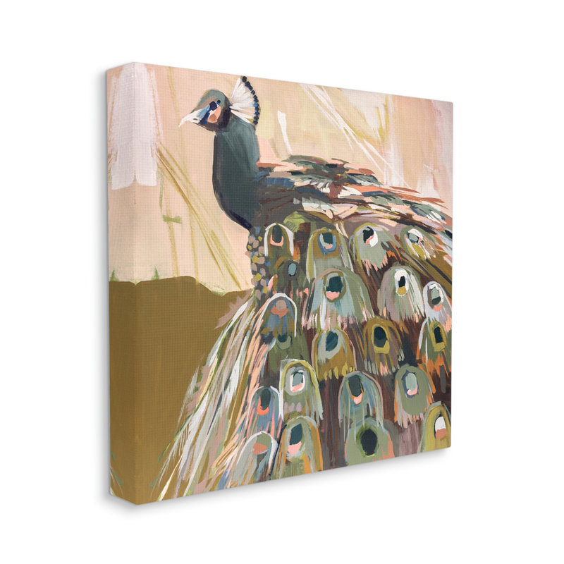 Paon abstrait sur toile par Jenny Westenofer, H 24 po x l 24 po x P 1,5 po