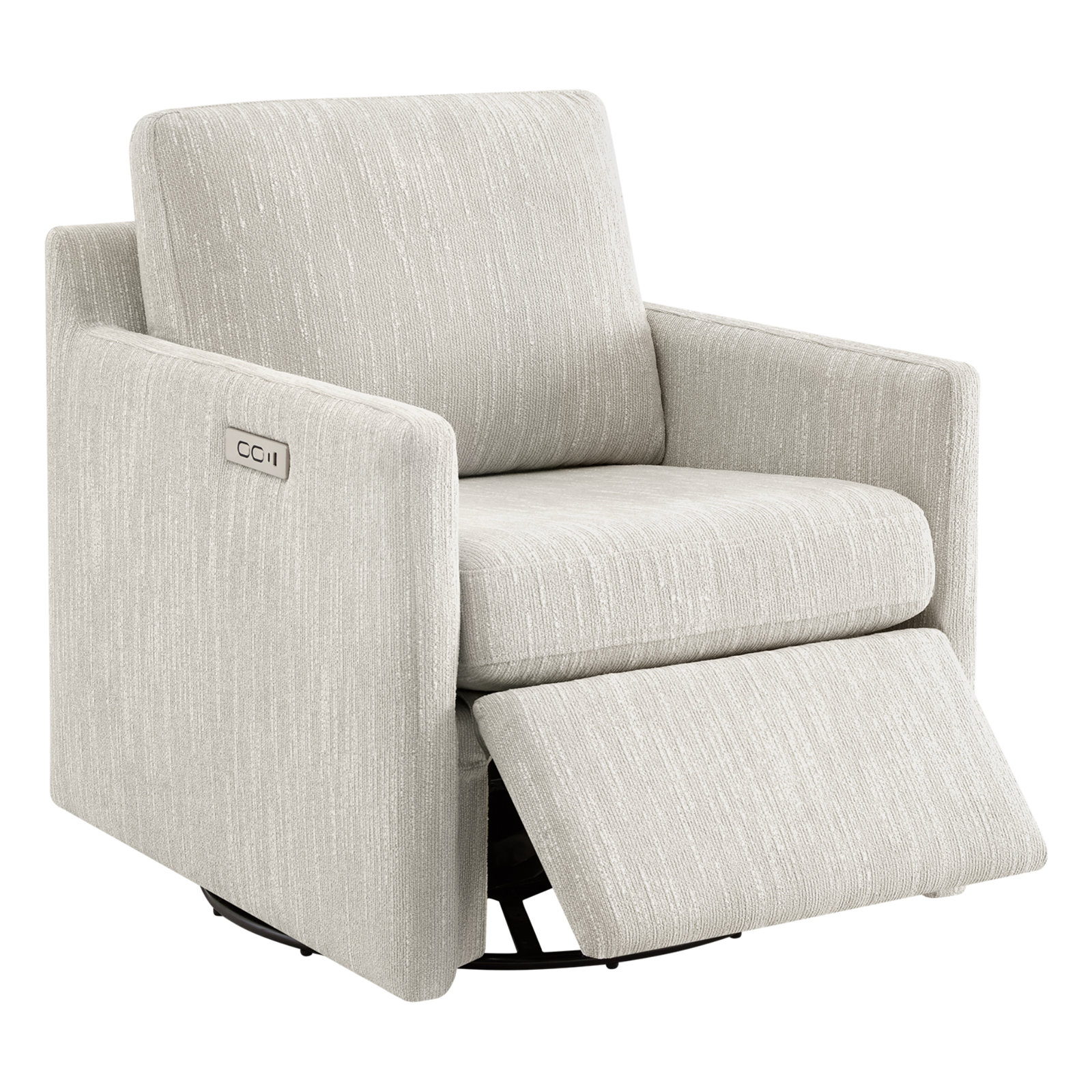 Elvia 30" Swivel Power Recliner, Snow Performance Textured Weave