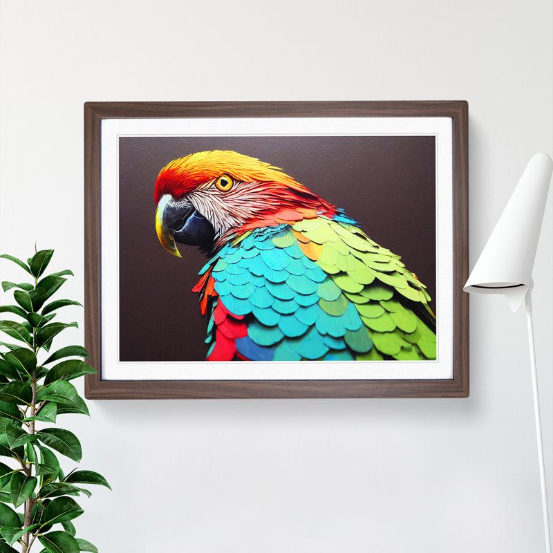 XH1022-6793X Parrot Portrait Vol.2 - Single Picture Frame Print, 25cm H x 34cm W x 2cm D, Walnut