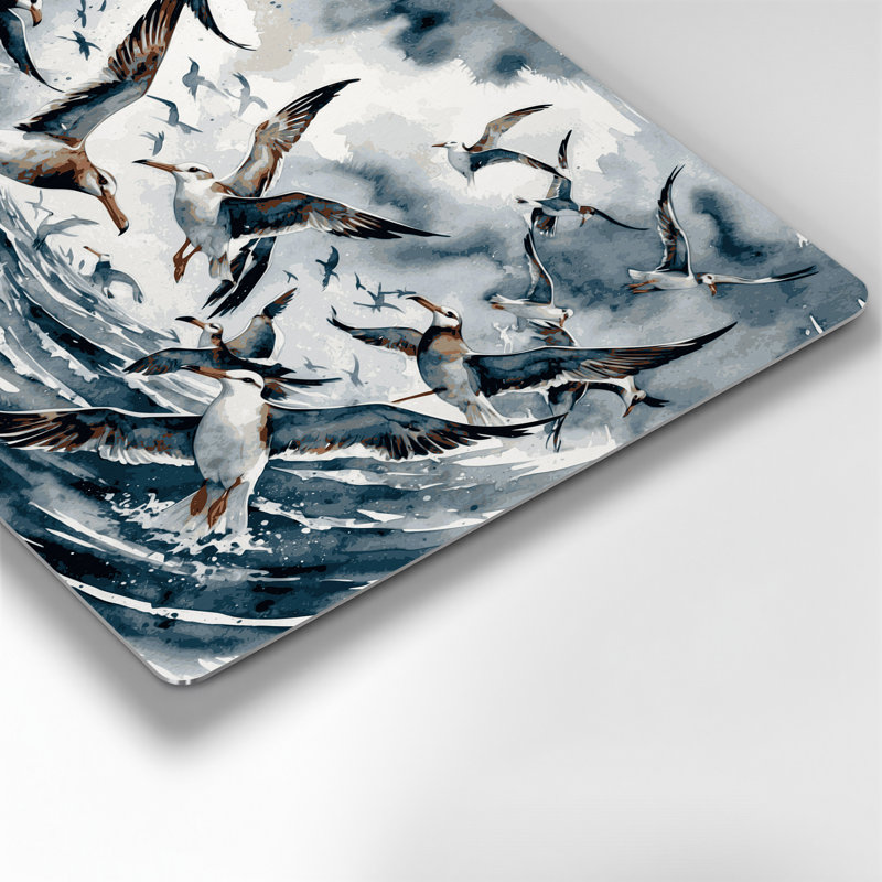 Oiseaux, art mural vert métal Fulmar, H 144 po x l 216 po x P 0,05 po