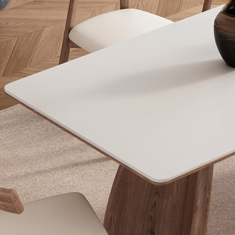 Retro-style solid wood rock plate dining table, 29.52"H x 55.11"L x 31.49"W