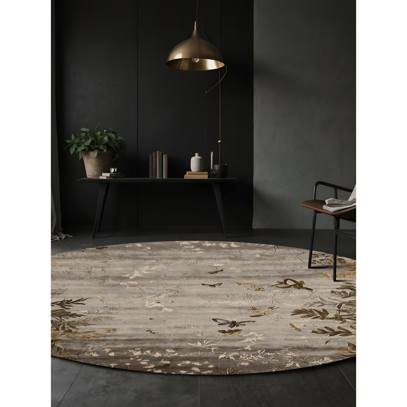 Machine Washable Gray Area Rug, Round 7'