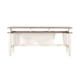 Dean Console Table, USB and Cubbies, 76 Inch Rectangular Brown, White