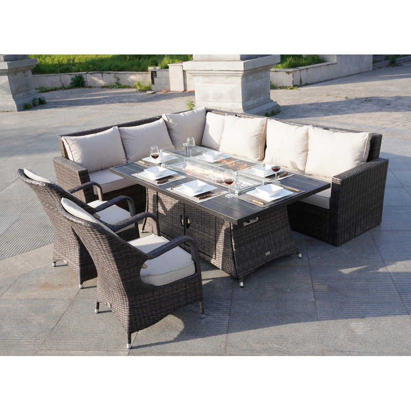 Wicker 8 - Person Patio Conversation Set with Cushions
