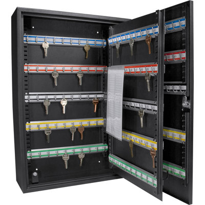 Armoire à clés en acier pour 200 clés - Fixation murale avec système de réglage, serrure et étiquettes colorées - Rangement organisé et verrouillable pour différents emplacements