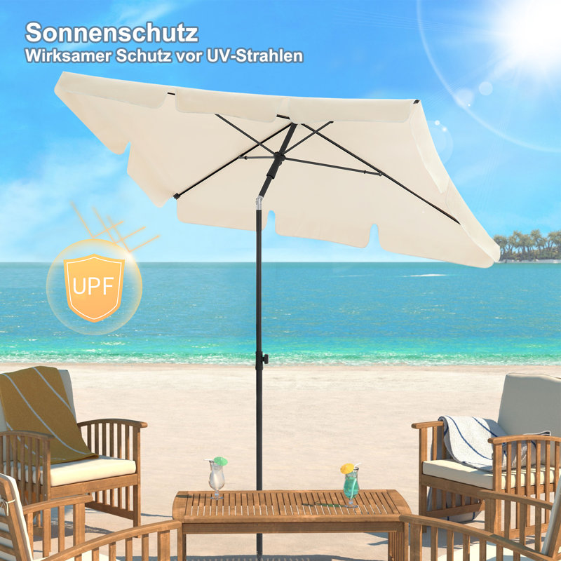 Novea 200cm X 120cm Rectangular Beach Parasol, Beige