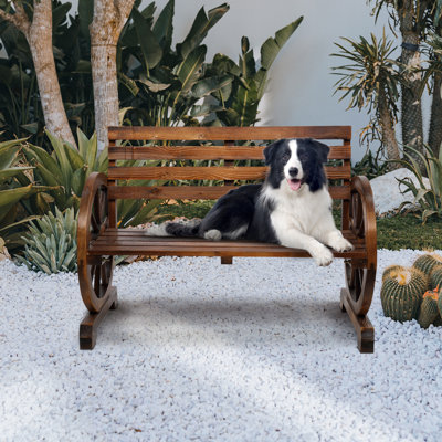 Olmstead Patio Wagon Wheel Wooden Park Bench by August Grove