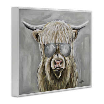 Hipster bovin avec lunettes de soleil, estampe numérique, design par Lee Keller