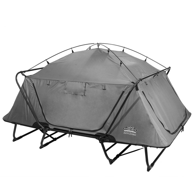 Lit de camp double Kamp-Rite, polyvalent et portable pour 2 campeurs, gris