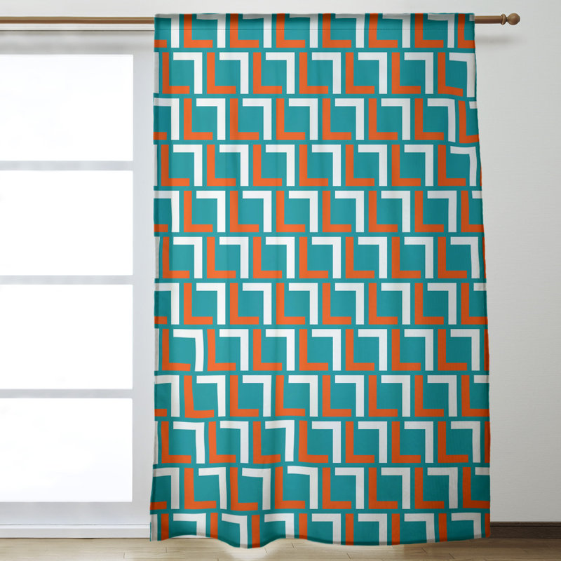 Rideau de luxe Washington, Aqua/Orange/White