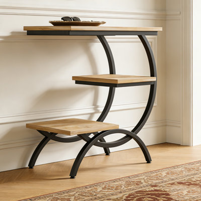 Table d'appoint industrielle à 3 niveaux en forme de C pour les petits espaces