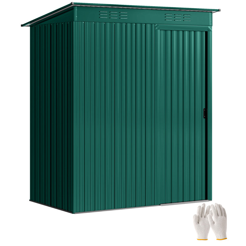 Outsunny 5 x 3.5ft Metal Garden Storage Shed Effortless Assembly, Green