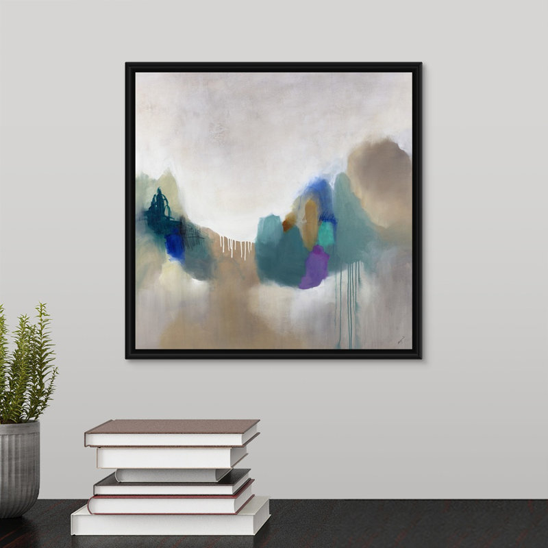 « blancmange ii », peinture sur toile, Cadre flottant noir, H 13,7 po x l 13,7 po x P 1,75 po