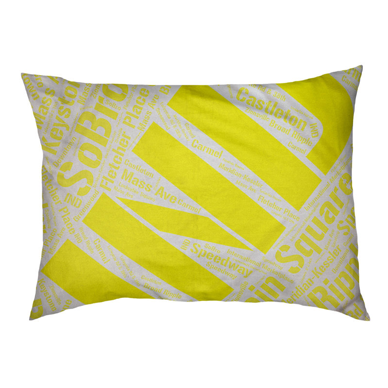 Coussin de chien « districts », Grand (l 40 po x P 30 po x H 14 po), Jaune, Indianapolis