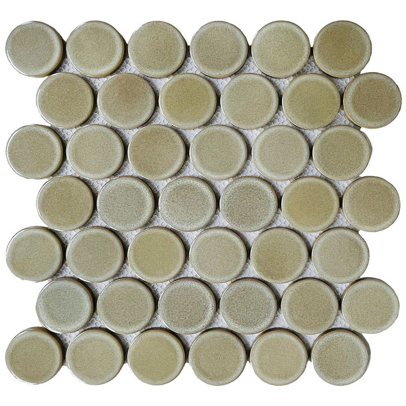 Mosaïque ronde en porcelaine 2 pouces, Gris