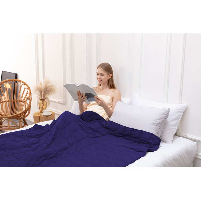 Couverture lestée ultra douce pour un sommeil profond, soulage le stress et l'anxiété, L 80 po x l 60 po, Marine