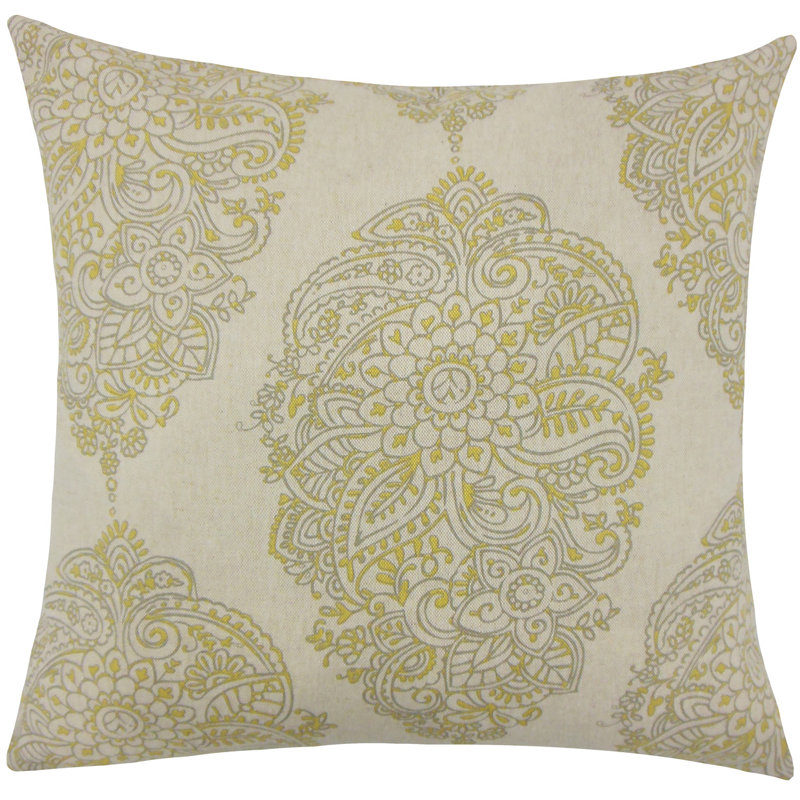 Polyester Damask Sham Set, Euro, Yellow