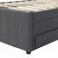 Lit plateforme tapissier avec lit gigogne et 3 tiroirs, tissu en lin