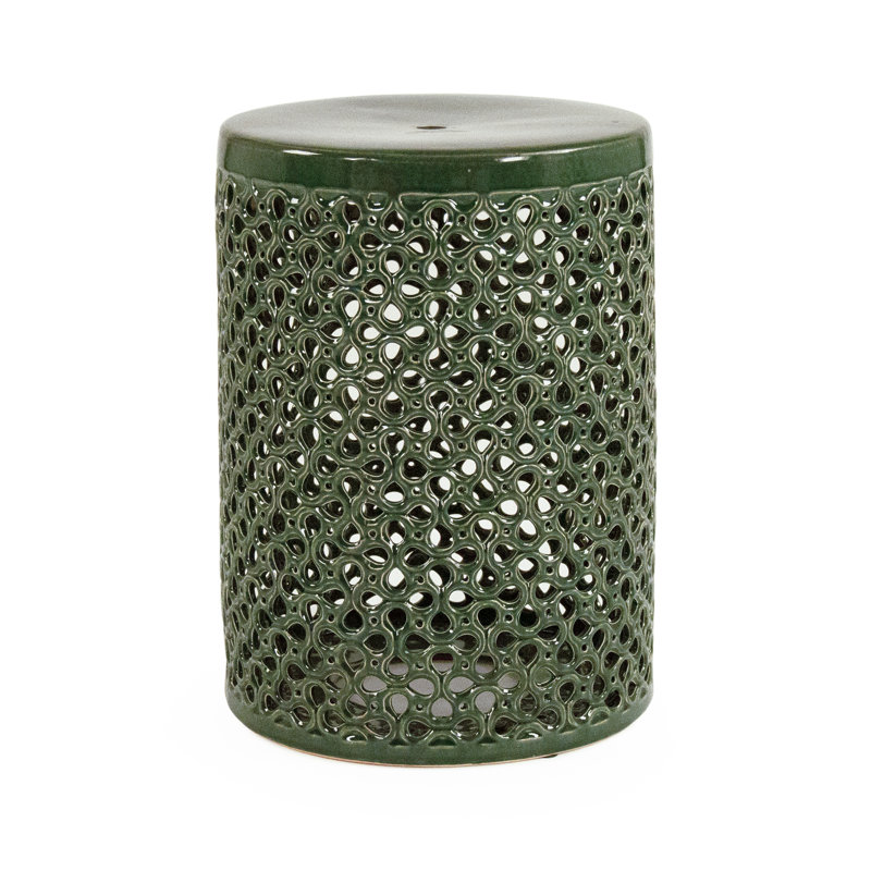 Hesdin Ceramic Accent Stool, Teal