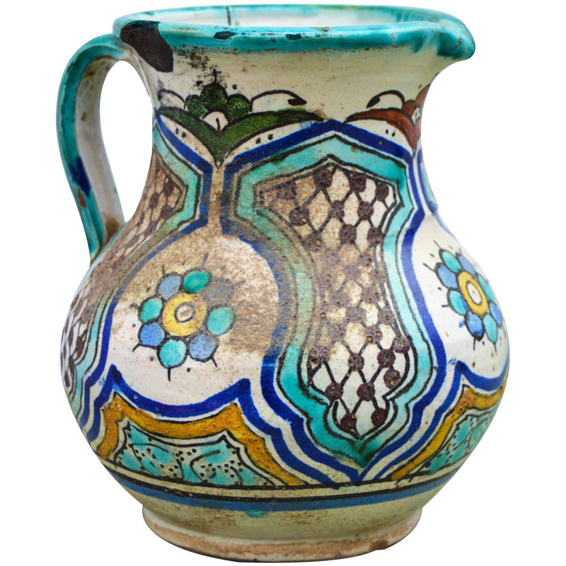 Vase de table intérieur / extérieur 6,5 po turquoise / jaune / bleu
