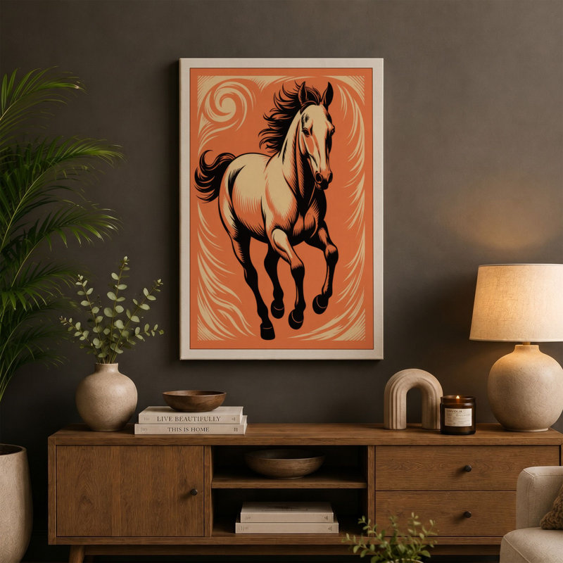 Spirited Horse Boho - Wrapped Canvas, 18x12 - 45.7 x 30.5 cm, White Border