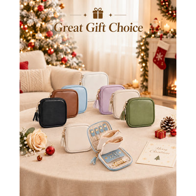 Mini-étui à bijoux de voyage, pochette en cuir PU souple - Rose perle