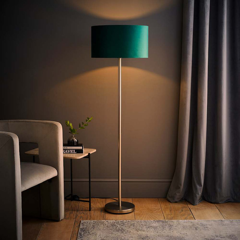 Pearletta Traditional Floor Lamp, No, Green, Chrome