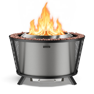 Foyer d'extérieur au feu de bois de 28,5 pouces sans fumée pour cour, patio, terrasse et jardin avec cendrier amovible