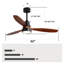 Ventilateur de plafond 52 po en bois massif noir mat avec lumière DEL, télécommande et moteur CC réversible