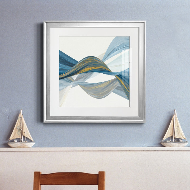 Changing Currents I - Single Picture Frame Graphic Art, Silver Framed Paper, 22.5" H x 22.5" W x 1.5" D