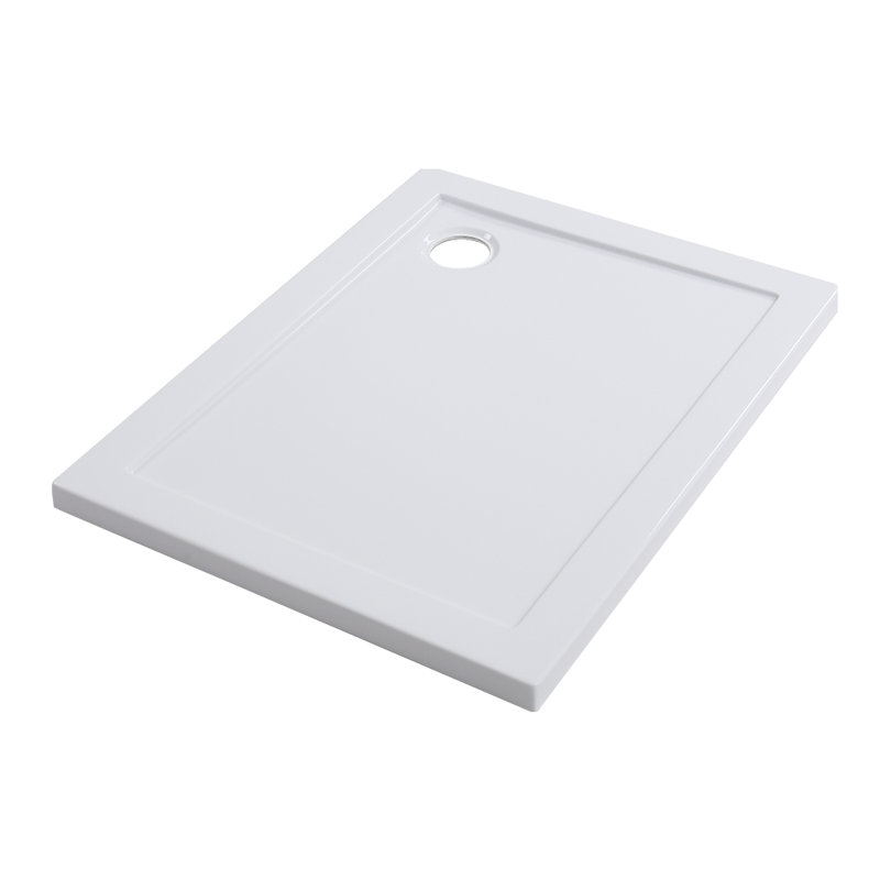 900 x 700 mm Plastic Shower Tray - White, 4cm H x 100cm W x 80cm D, Corner