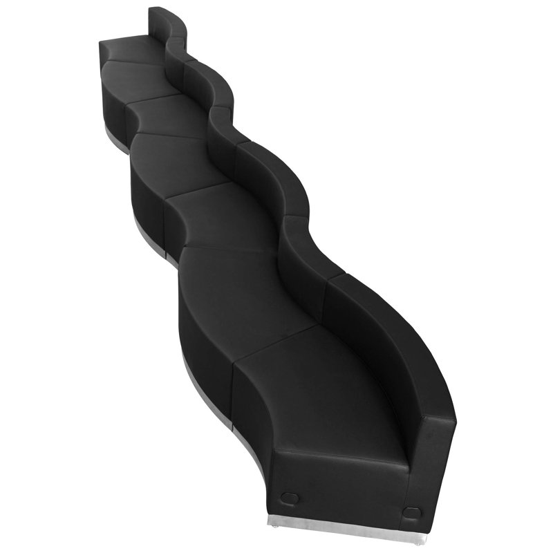 Configuration de réception modulaire 7 pièces LeatherSoft avec dossier et siège tendus, Noir