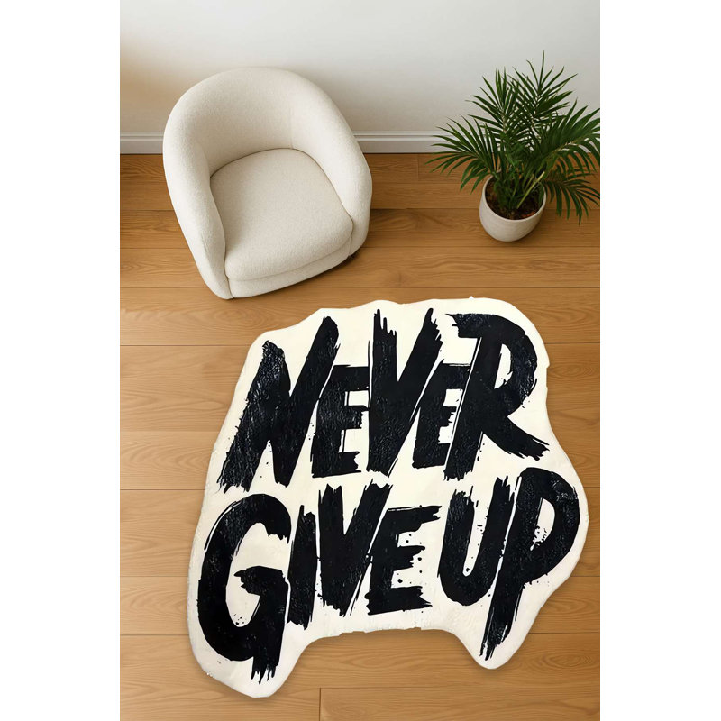 💪 "Never Give Up" Motivational Shag Accent Rug