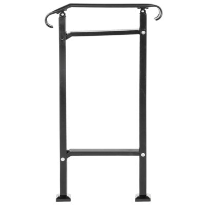 Outdoor Stair Railing, Fit 1 or 2 Steps Wrought Iron Handrail, Adjustable Front Porch Hand Railings, Black Transitional Hand Rail for Concrete Steps or Wooden Stairs with Installation Kit