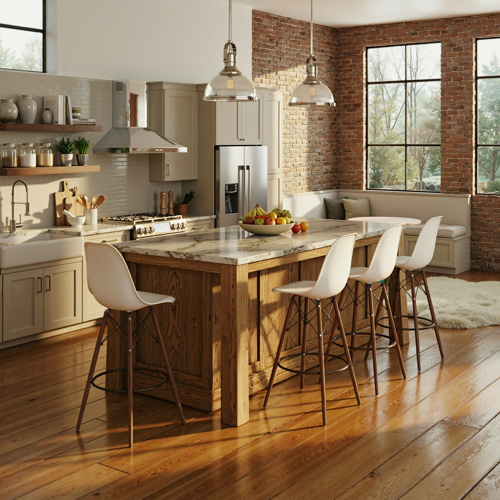 Jordan Bar & Counter Stool, White/Walnut, Bar Stool (29.5" Seat Height)