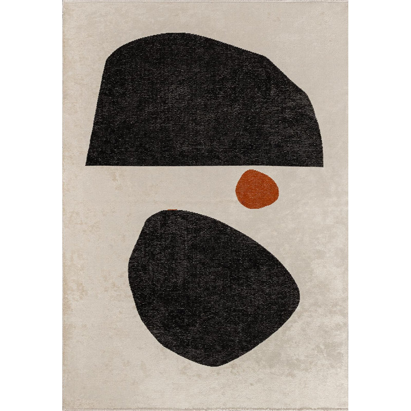 Tapis abstrait à pierres modernes, Carré 9 pi