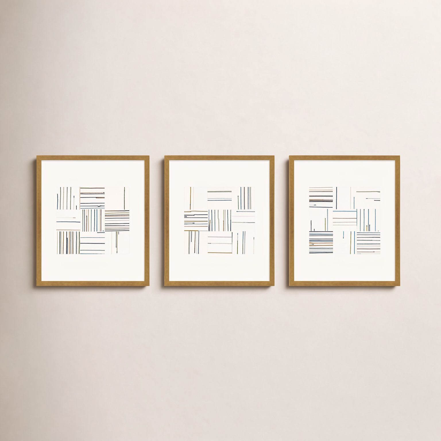 Lang "Drips" 3-Piece Painting Set, Gold Framed, 20" H x 16" W x 1.25" D