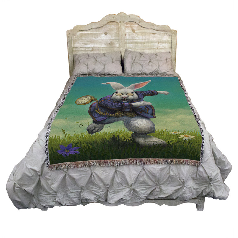 Pure Country Weavers White Rabbit by Vincent HIE - Lewis Carroll Alice in Wonderland - Children's Gift Tapestry Throw Woven from Cotton - Made in The USA (72x54)