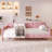 Twin Size Upholstered Daybed with 4 Support Legs – Sofa Bed for Bedroom Furniture, Rubine