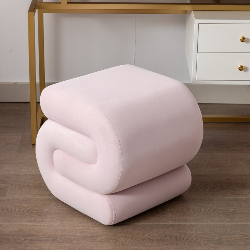 Velvet Ottoman, Light Pink Velvet
