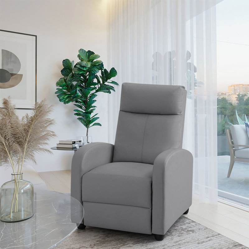 Sykora Faux Leather Recliner, Gray 